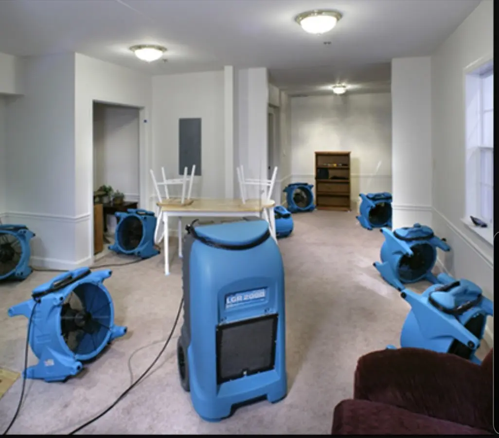 Air movers and dehumidifier setup for Water Extraction & Removal in Patterson